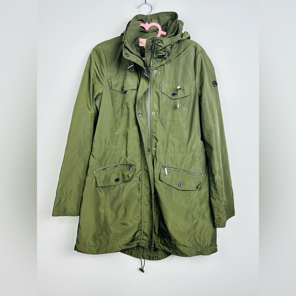 MICHAEL Michael Kors Woven Anorak Green Utility Jacket Size Small